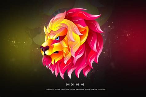 Colorful Lion Logo Template Graphic by zynaldn · Creative Fabrica