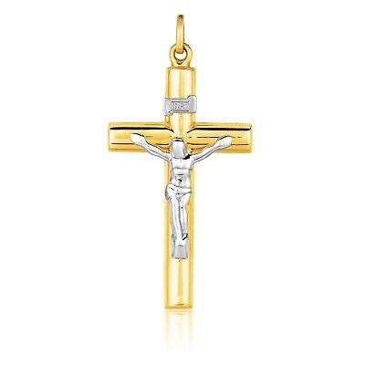 K Two Tone Gold Cross Pendant Ebay