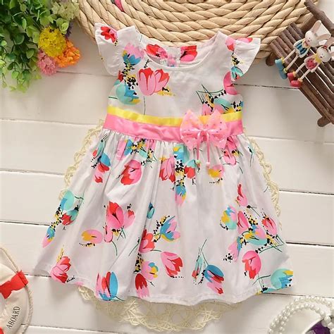 Bibicola New Summer Baby Girls Floral Dress Infant Cotton Clothing For