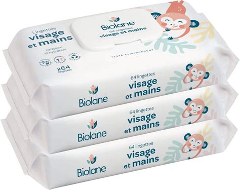 BIOLANE Lingettes bébé visage et mains Lot de 3 paquets