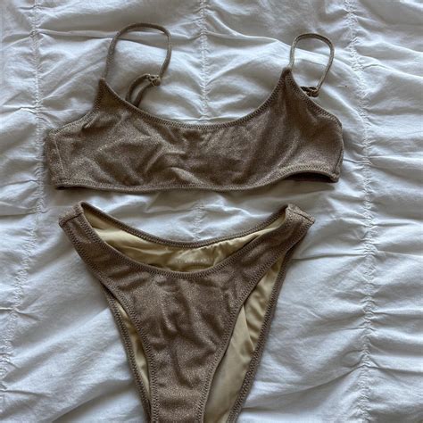 Gold Sparkle Bikini Depop