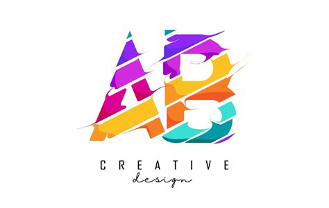 AB letters logo with creative cuts and bright colors design. 4878986 ...