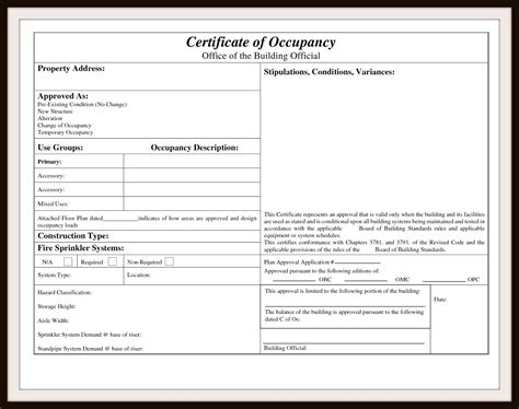 Certificate Of Inspection Template