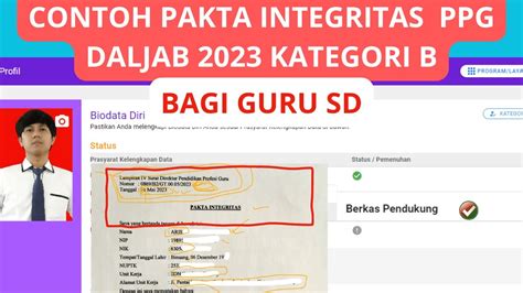 Contoh Pakta Integritas Ppg Daljab Kategori B Youtube