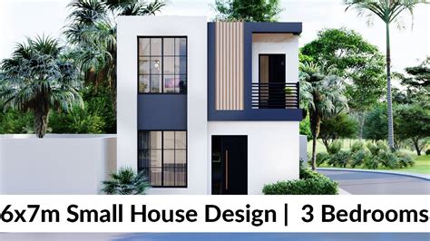 6x7 Meters Small House Design Idea With 3 Bedrooms Layout 2 Youtube