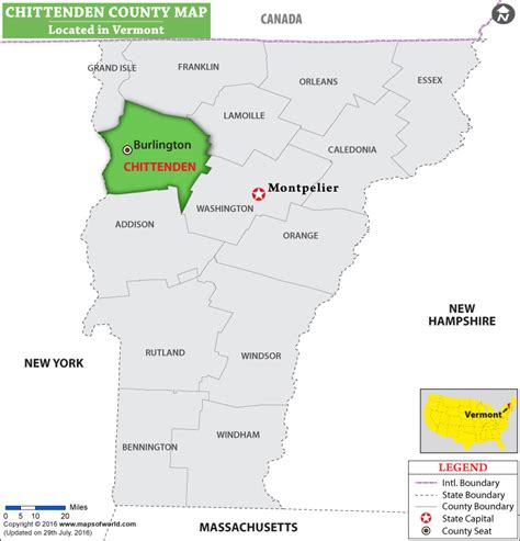 Chittenden County Map Vermont