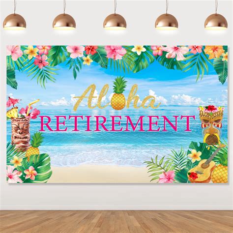 Tropical Retirement Party Decorations Aloha Retirement Backdrop