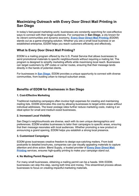 Maximizing Outreach with Every Door Direct Mail Printing in San Diego | PDF
