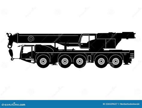 Silhouette Of Heavy Telecsopic Mobile Crane Stock Vector