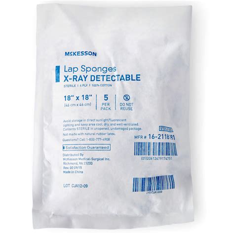 Laparotomy Sponge Surgical X Ray Detectable Cotton Sterile 5 Pack