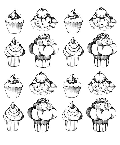 Cupcakes Oldstyle Coloriages Cupcakes Et G Teaux Difficiles Pour Adultes