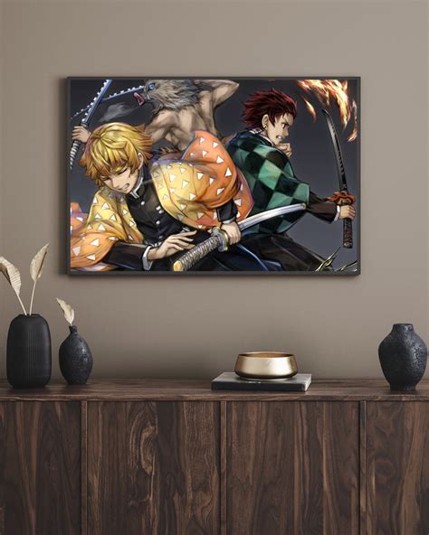 Tanjiro Zenitsu Inosuke Demon Slayer Anime Wall Art Anime Room Decor