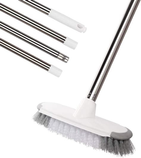 Meibei Floor Scrub Brush With Long Handle Stiff Bristle Shower Deck