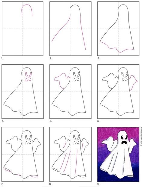 Easy How To Draw A Ghost Tutorial And Ghost Coloring Page Mural De Halloween Como Hacer Un