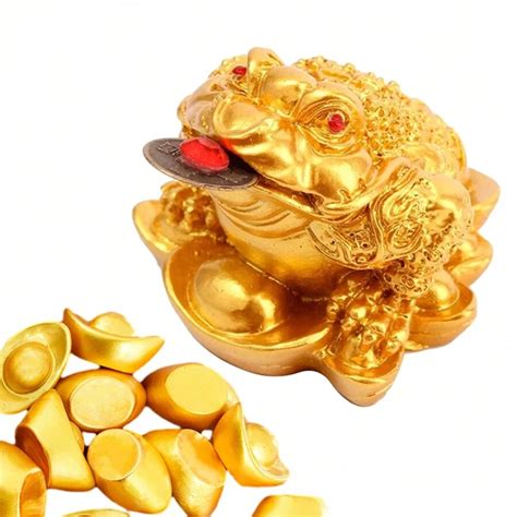 Feng Shui Money Frog Fortune Coin Money Toad Three Legged Toad Statue