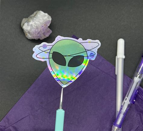 Dizzy Alien Sticker Alien Head Sticker Holographic Sticker Cryptid