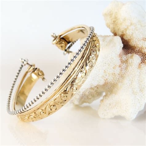 Gold And Silver Cuff Bracelet Heavy Weight Badbeejewelry