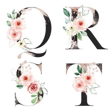 Hermosas Letras Con Flores Y Hojas Acuarela Pintura Imagen De Stock