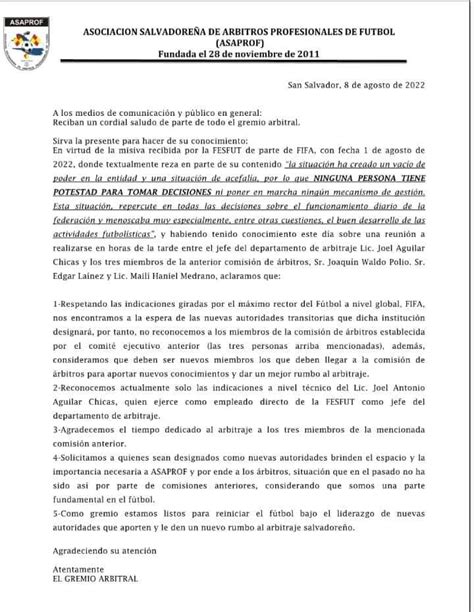 Los árbitros salvadoreños toman una nueva postura sobre el fútbol