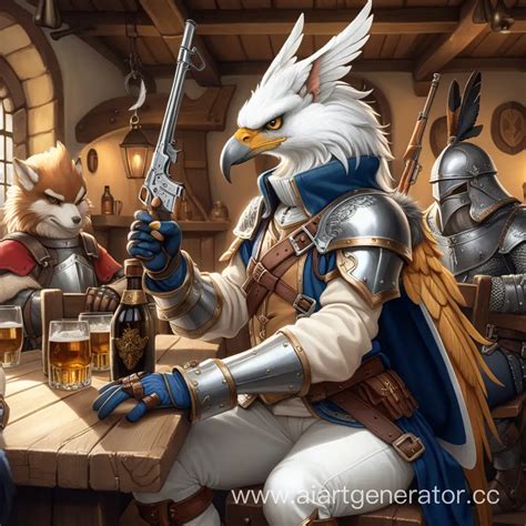 Anthropomorphic Harpy and Furry Mercenary in Tavern Encounter | AI Art ...