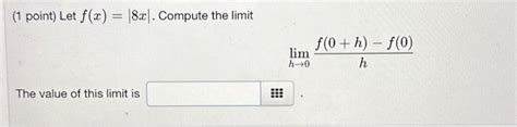 Solved 1 Point Let F X ∣8x∣ Compute The Limit