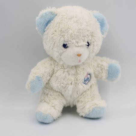 Doudou Peluche Ours Blanc Bleu BOULGOM