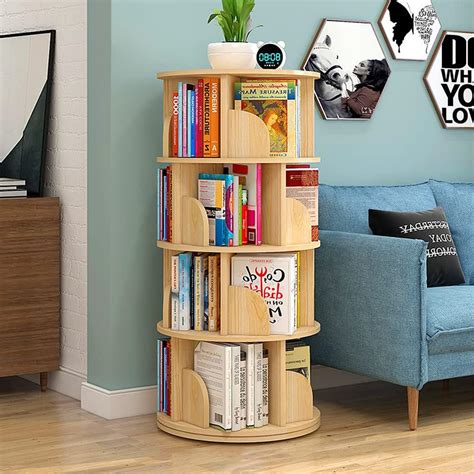 Rotating Bookshelf4 Tier 360° Revolving Bookcase Corner