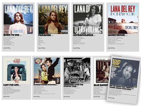 Lana Del Rey Album Mini Posters all 9 Albums Includes Albums Born to Die, Paradise Ultraviolence ...