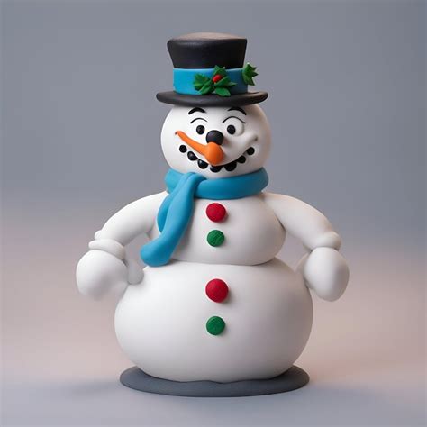 Boneco De Neve Renderizado Em D Chap U E Len O Em Fundo Cinza