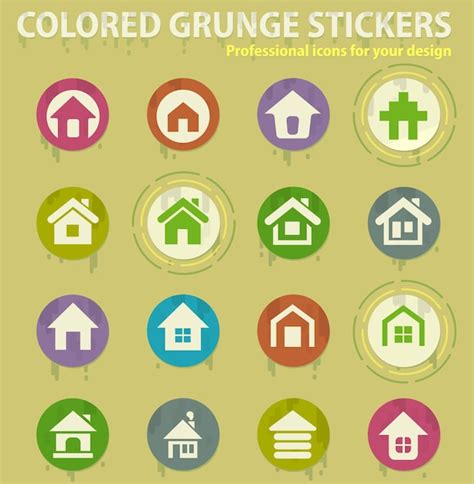 Premium Vector Home Colored Grunge Icons