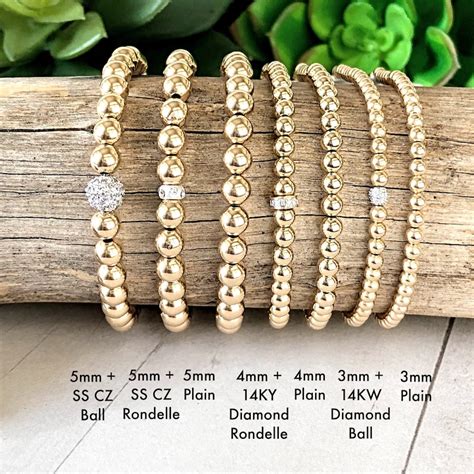 No Tarnish 14k Gold Bead Bracelet Gold Filled Stretch Fit Etsy