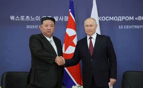 Russian Vladimir Putin And Kim Jong Un Embrace In North Korea Vow New