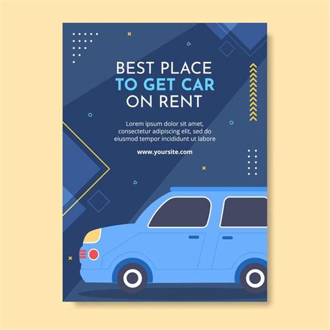 Car Rental Social Media Poster Template Flat Cartoon Background Vector