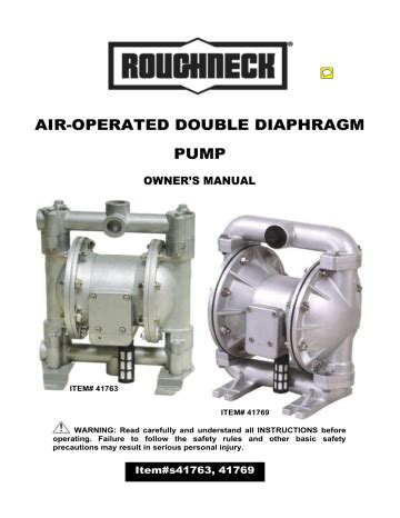 Roughneck Air Operated Double Diaphragm Oil Pump Owner S Manual Manualzz