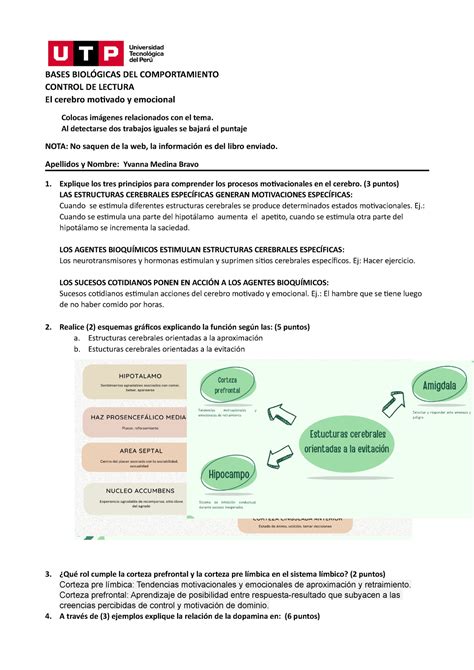 S S Control De Lectura Cl Bases Biol Gicas Del Comportamiento