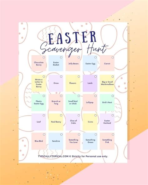 Easter Scavenger Hunt Printable