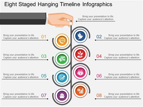 Bl Eight Staged Hanging Timeline Infographics Flat Powerpoint Design