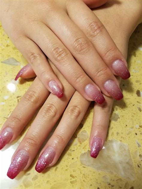 Pin On Nail Art Pink Glitter Nails Ombre Nails Glitter Red Ombre Nails