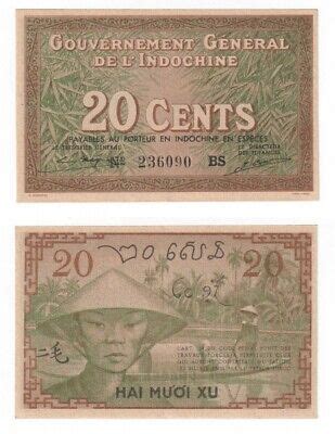 French Indochina Cents Banknote P D Aunc Ebay