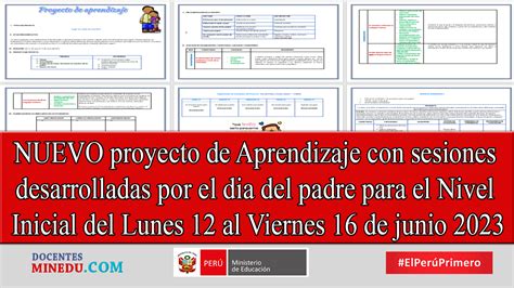 NUEVO Proyecto De Aprendizaje Con Sesiones Desarrolladas Por El Dia Del