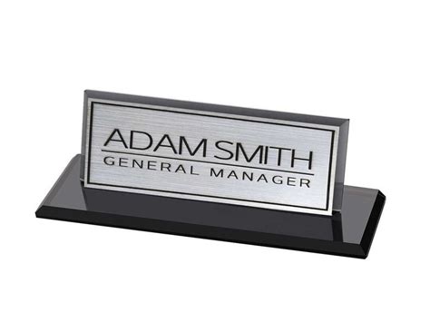 Personalized Luxury Desk Name Plate Black Crystal Glass Desk Name Plate Custom Desk Name Plate