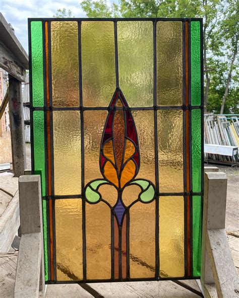 Ic4025 Antique Restored Stained Glass Window 2350 X 36 Inches