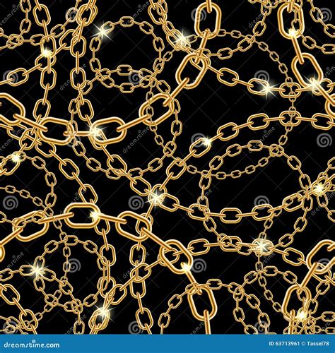 Gold Chain On Black Seamless Stock Vector Illustration Of Background