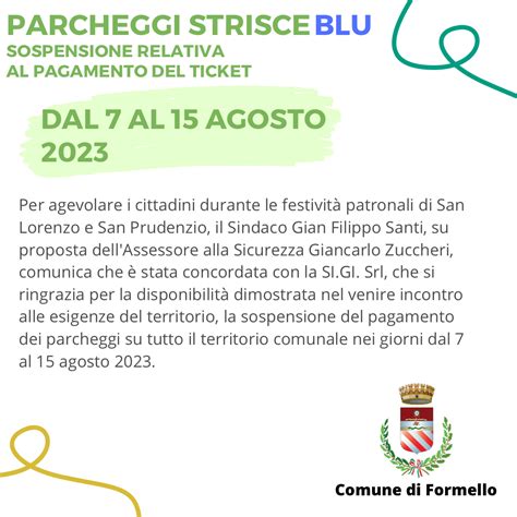 PARCHEGGI STRISCE BLU SOSPENSIONE RELATIVA AL PAGAMENTO DEL TICKET