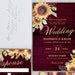 Sunflower Rustic Burgundy Wedding Invitation Suite Country Etsy