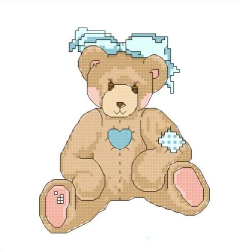 SCHEMA PUNTO CROCE Nascita Cross Stitch Orsetto Welcome Baby Beckdrop