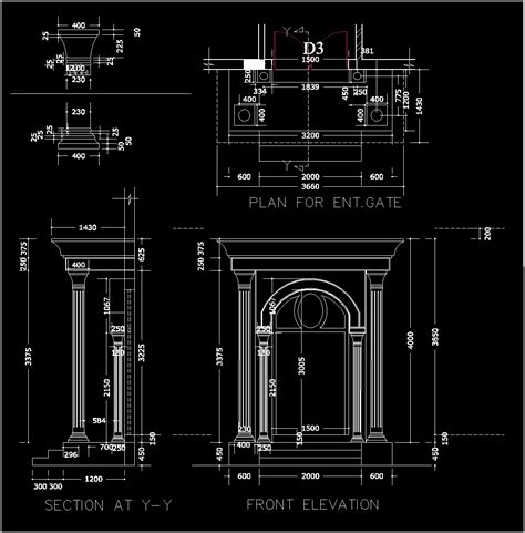 Formal Entrance With Columns And Canopy Moldings India Dwg Block For Autocad • Designs Cad