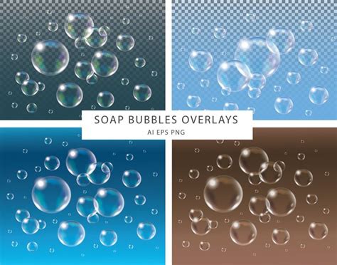 Soap Blowing Bubble Overlays Clipart Effect Textures Realistic Etsy