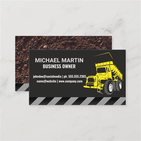 Construction Dump Truck Business Card Zazzle