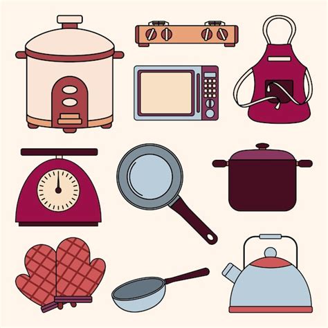 Premium Vector Set Of Kitchen Appliances Simple Flat Line Illustration